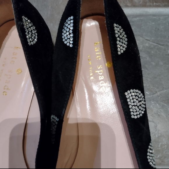 Kate spade black suede crystal embellished flats size 6 - Picture 2 of 4